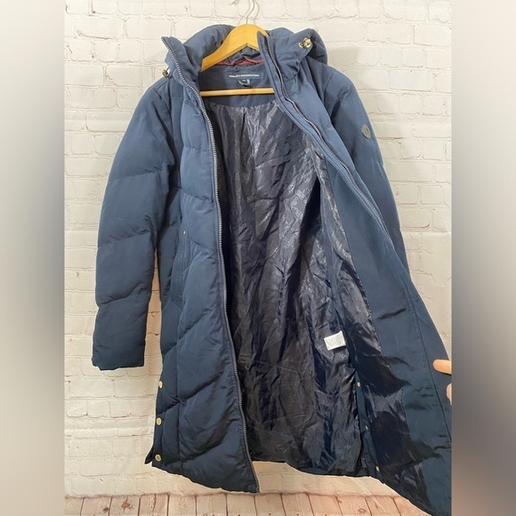 FRENCH CONNECTION Hooded Long Puffer Jacket Utility Navy Blue XSmall - Picture 6 of 15